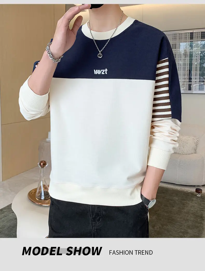 Men's White Guard Contrast Stitching T-Shirt Spring Autumn — feature 23