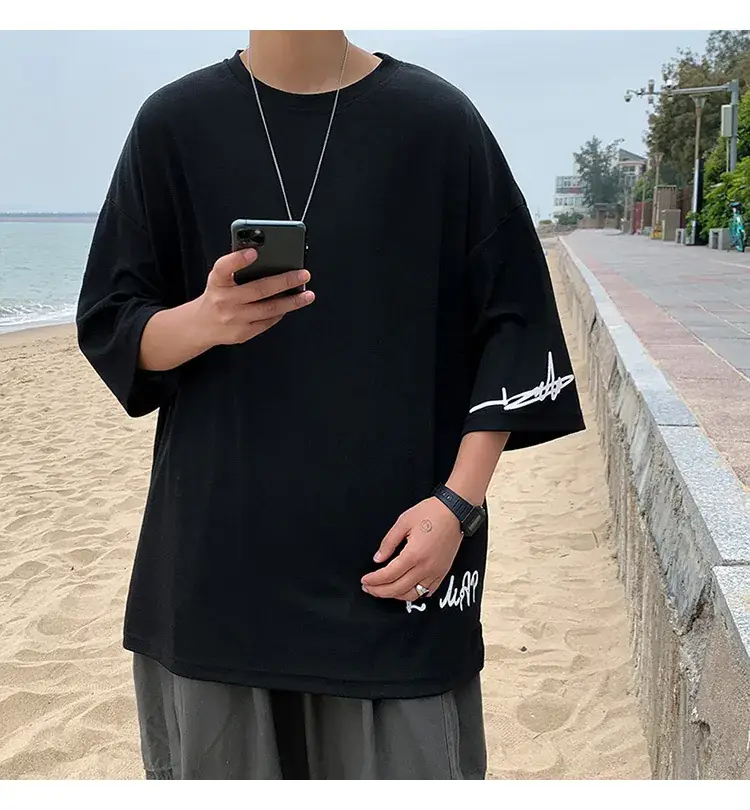 Men Red 7P Point T-Shirt Large Summer Wear — feature 30