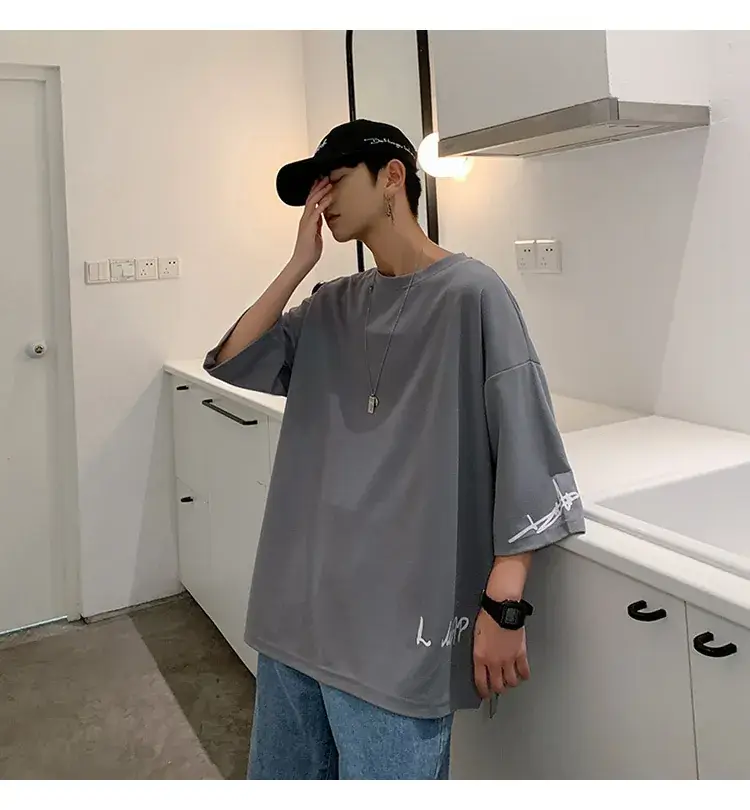 Men Red 7P Point T-Shirt Large Summer Wear — feature 39