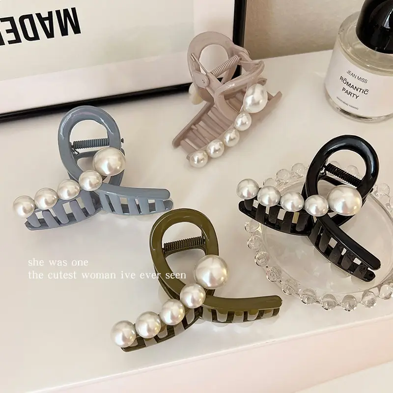 Acrylic Pearl Hairpin Women's Head Back Shark Clip Medium Hairpin - Image 5