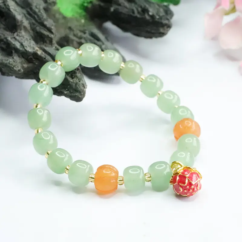 Jade Bracelet with Red Crystal Accent - Image 3