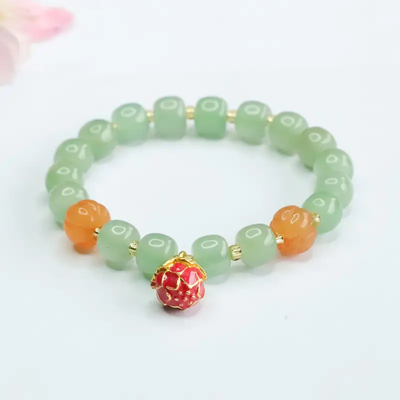 Jade Bracelet with Red Crystal Accent - Image 4