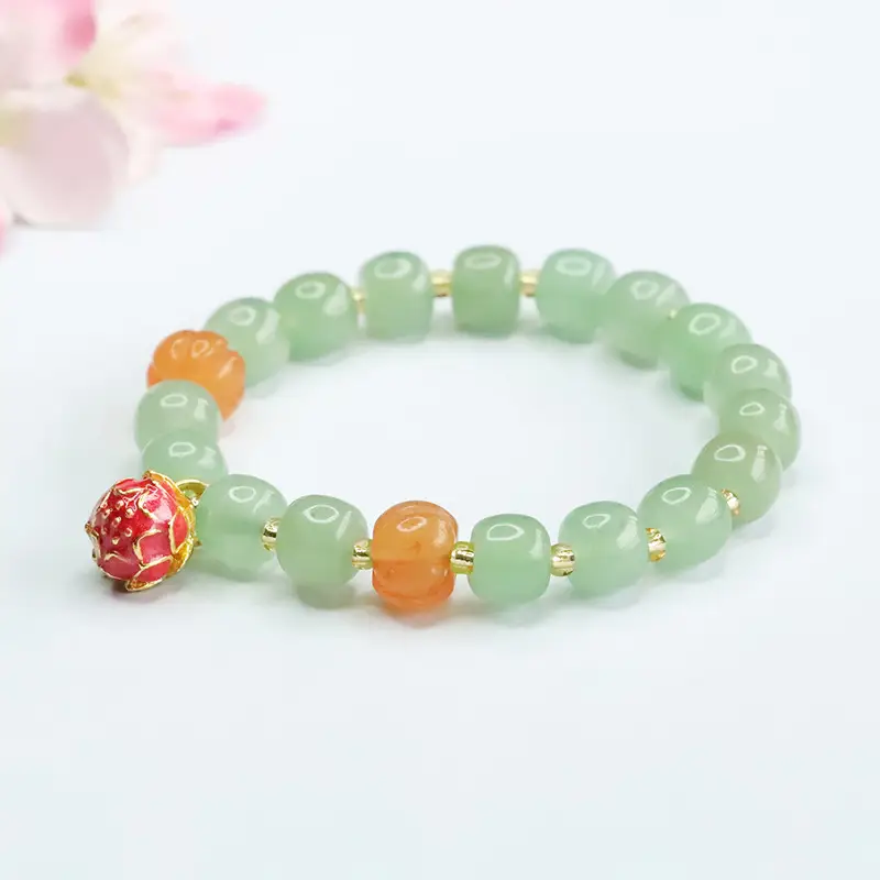 Jade Bracelet with Red Crystal Accent - Image 5