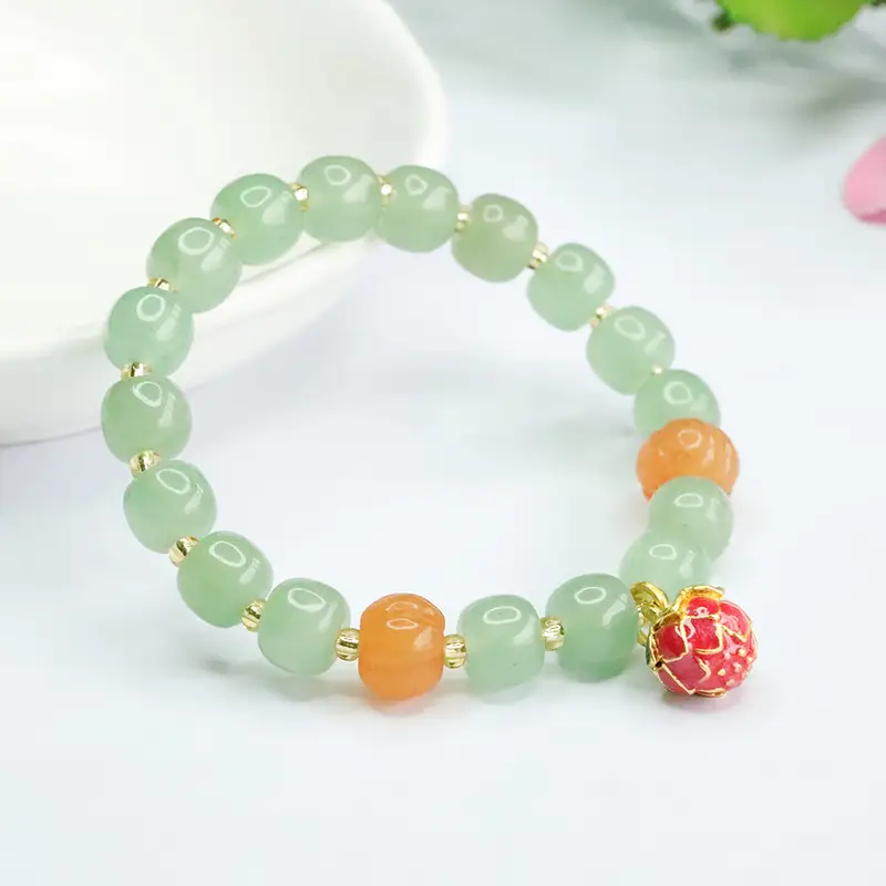 Jade Bracelet with Red Crystal Accent — feature 9