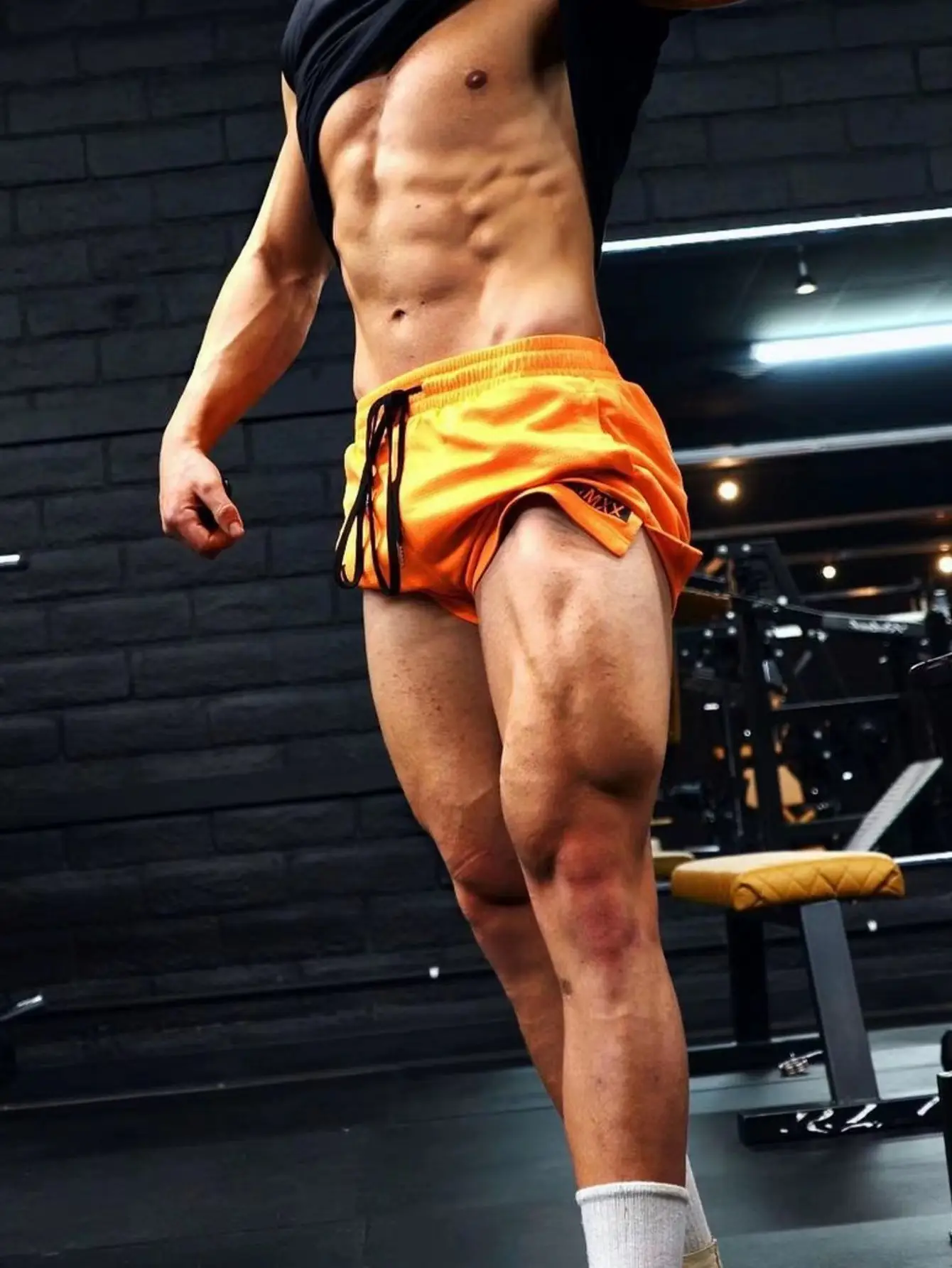 Men's White Mesh Boxing Shorts with Red Drawstring — feature 12