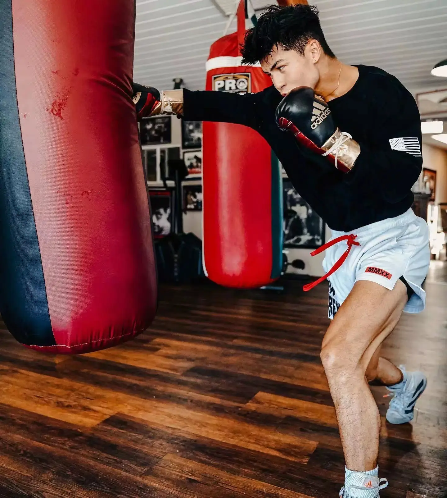 Men's White Mesh Boxing Shorts with Red Drawstring — feature 15