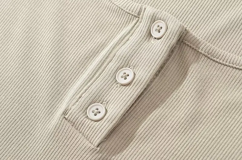 Gray Cotton Button Front T-Shirt for Women — feature 14