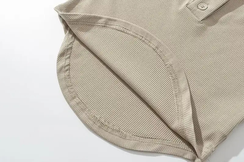 Gray Cotton Button Front T-Shirt for Women — feature 15