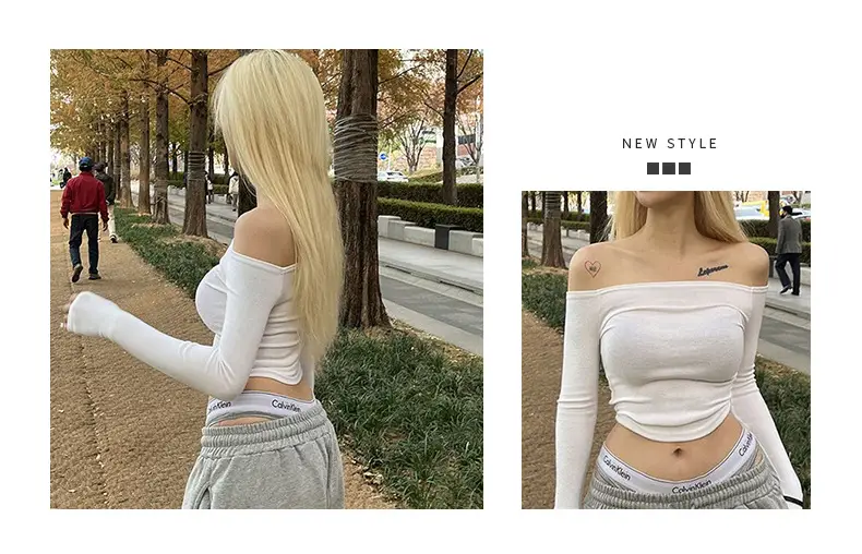 White Slim Fit Off-Shoulder Top for Women — feature 2