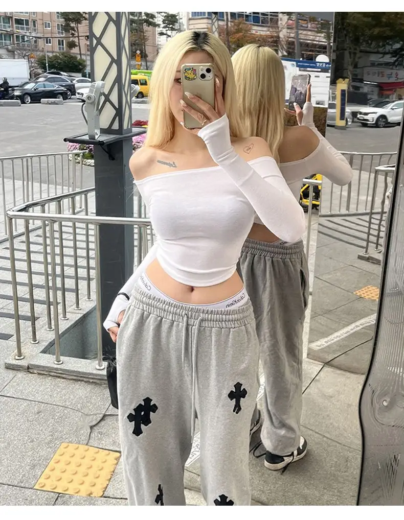 White Slim Fit Off-Shoulder Top for Women — feature 8