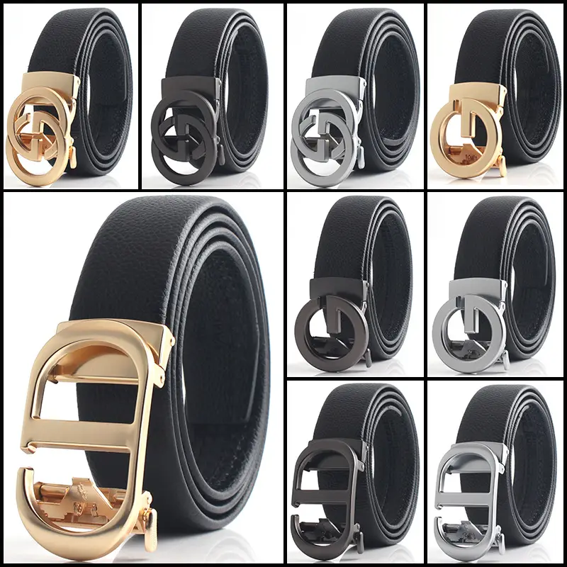 Hongsheng Men's Black Belt with Gold & Silver Buckles - Image 10