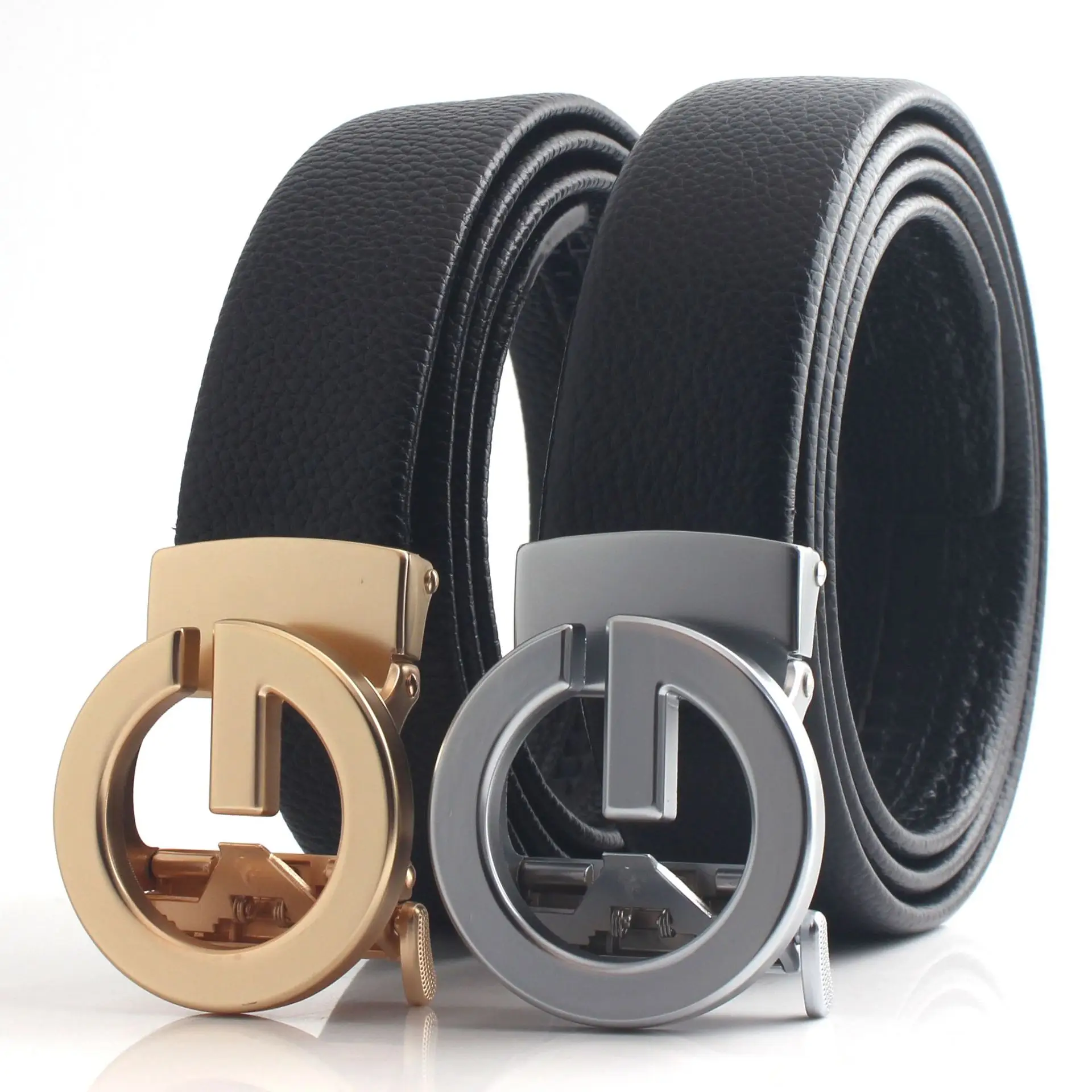 Hongsheng Men's Black Belt with Gold & Silver Buckles - Image 14