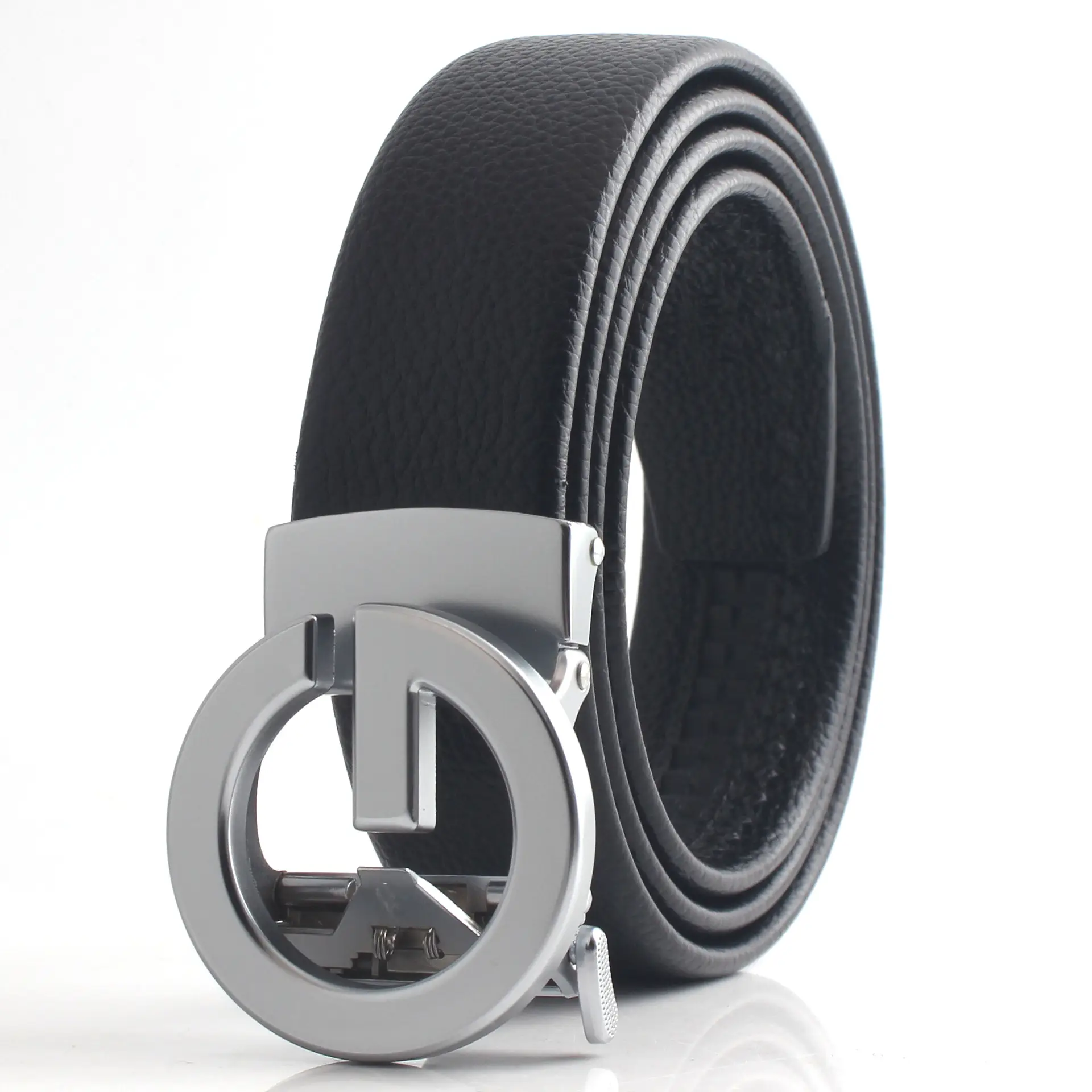 Hongsheng Men's Black Belt with Gold & Silver Buckles - Image 2