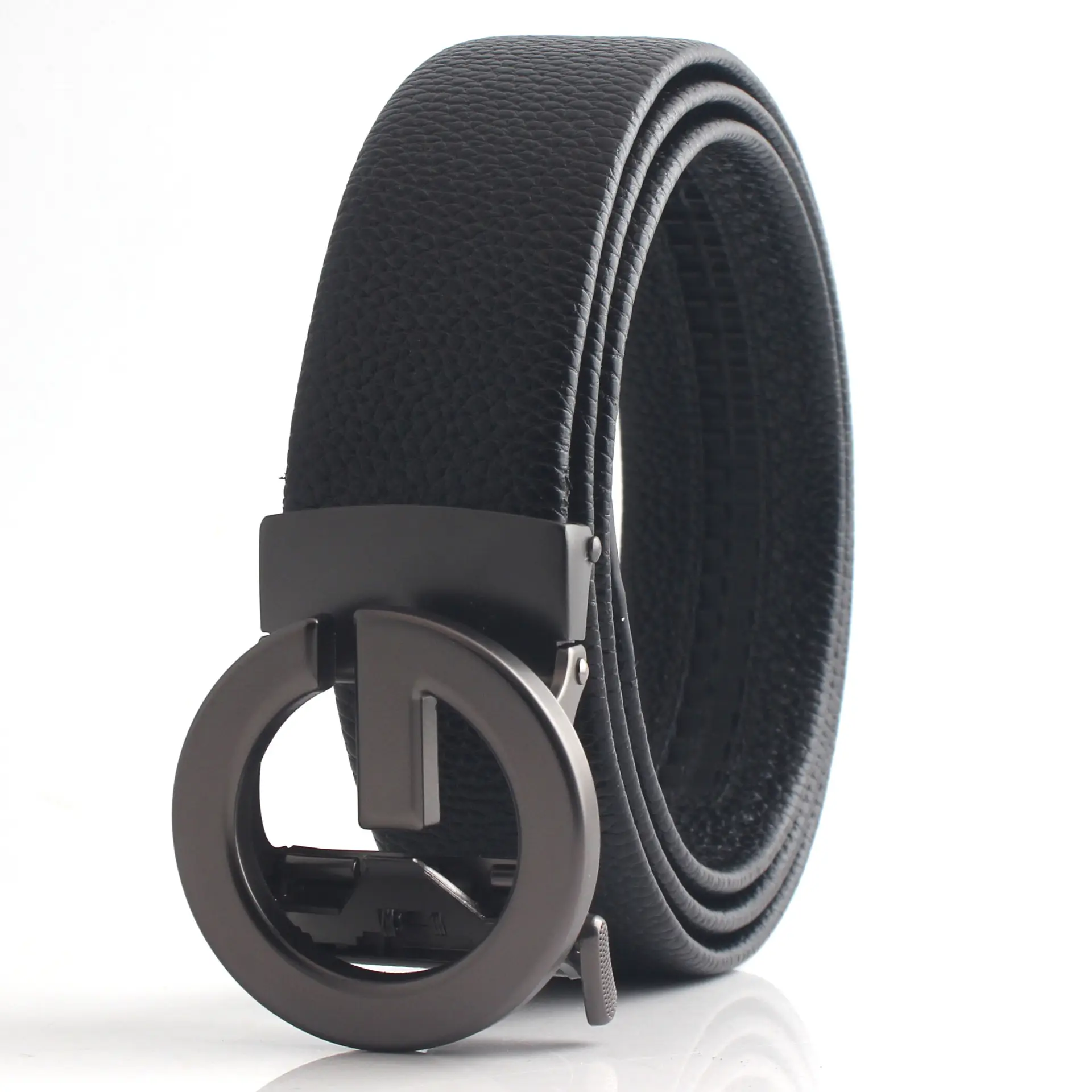 Hongsheng Men's Black Belt with Gold & Silver Buckles - Image 3