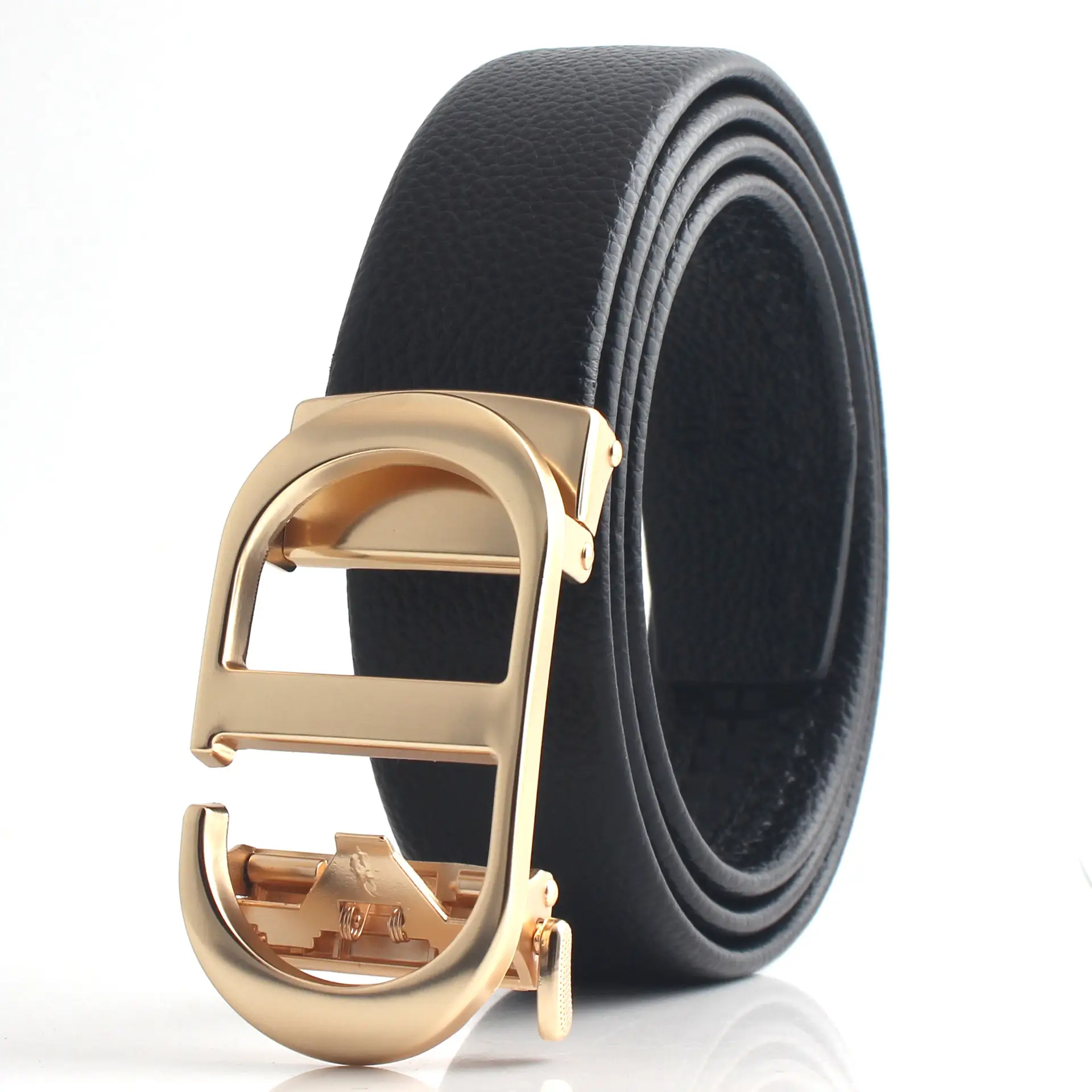 Hongsheng Men's Black Belt with Gold & Silver Buckles - Image 4