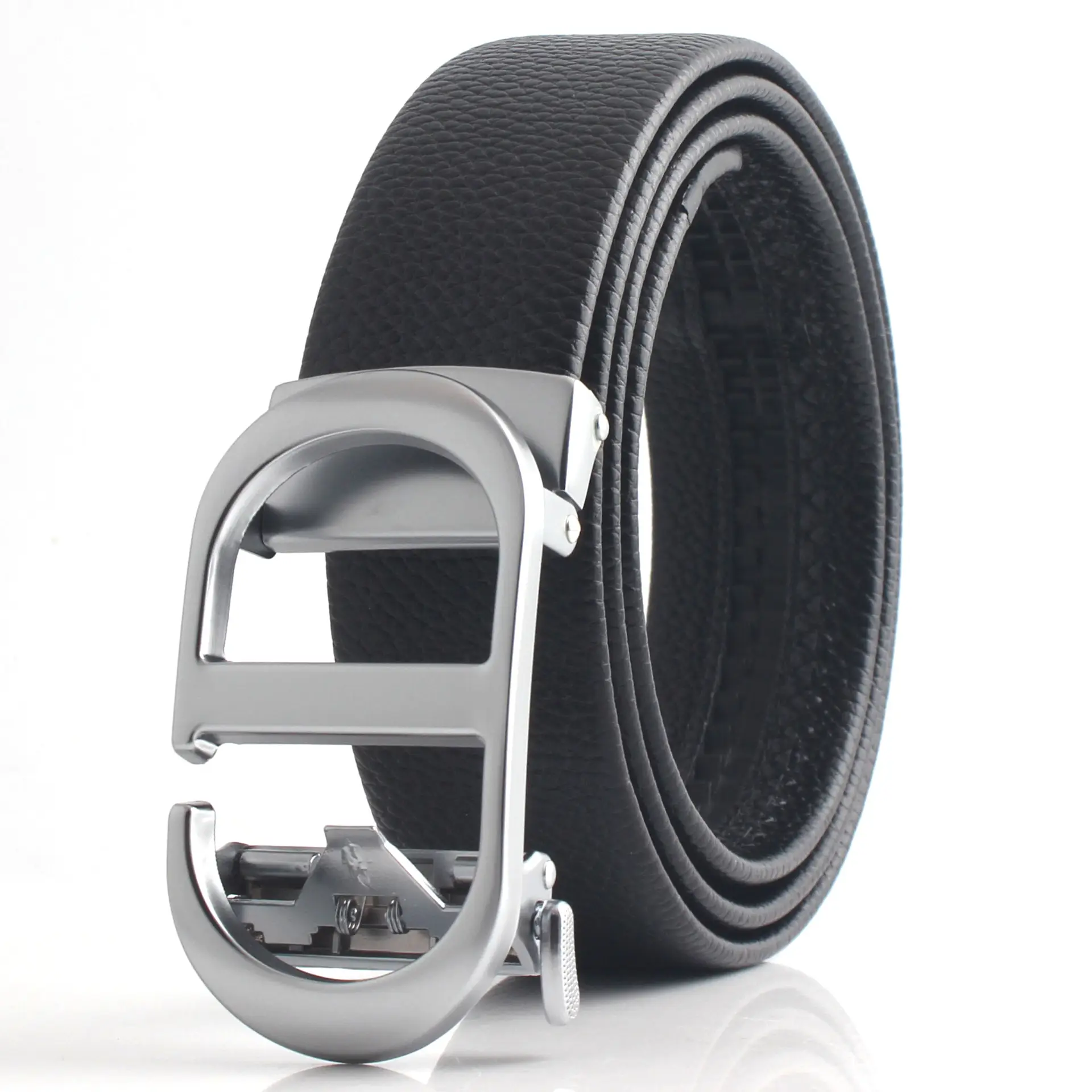 Hongsheng Men's Black Belt with Gold & Silver Buckles - Image 5