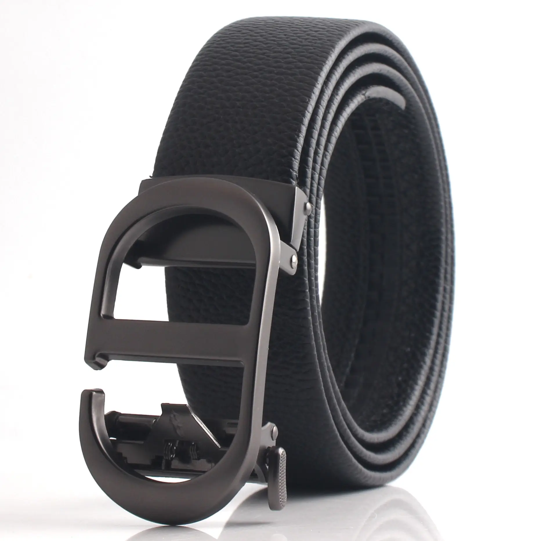 Hongsheng Men's Black Belt with Gold & Silver Buckles - Image 6