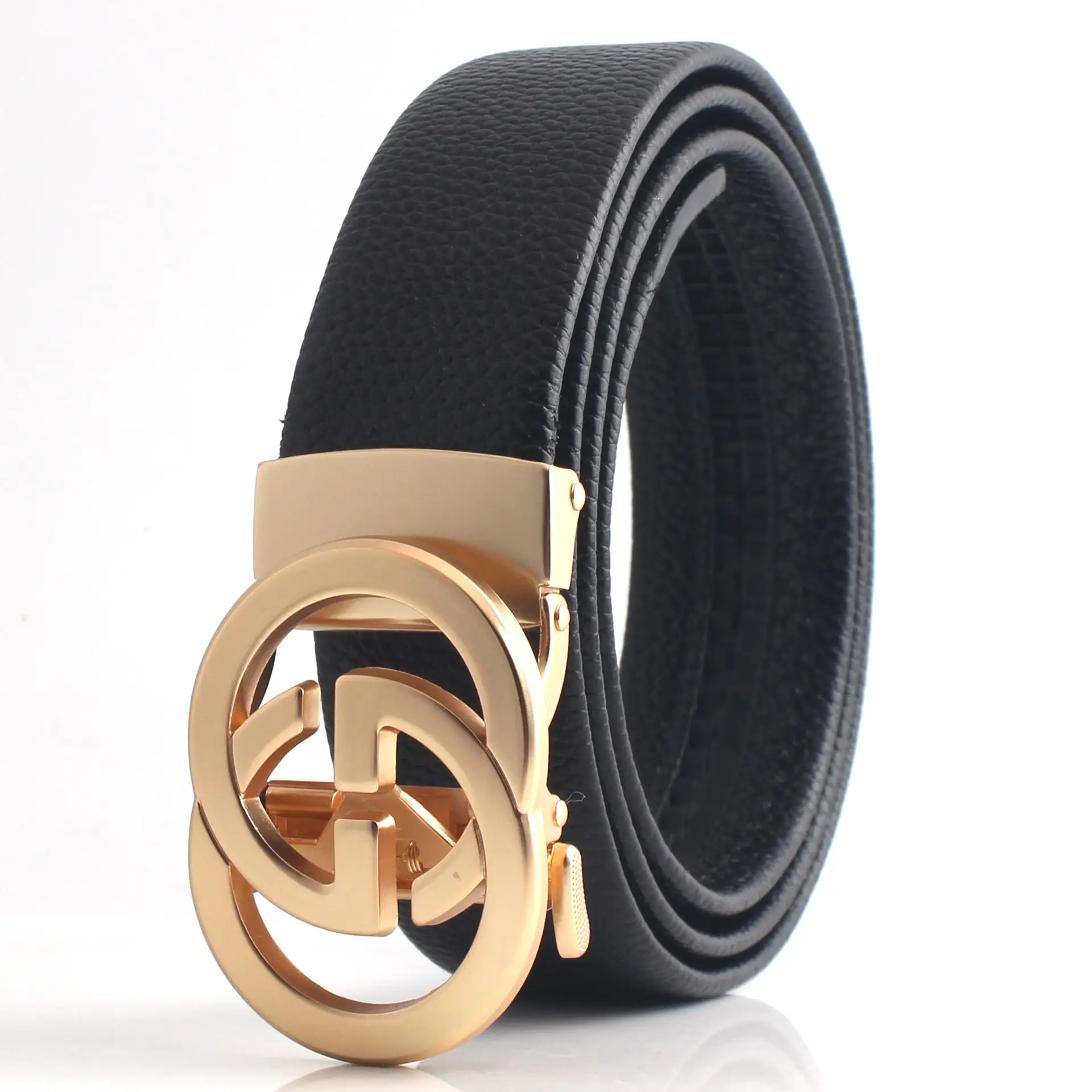 Hongsheng Men's Black Belt with Gold & Silver Buckles - Image 7