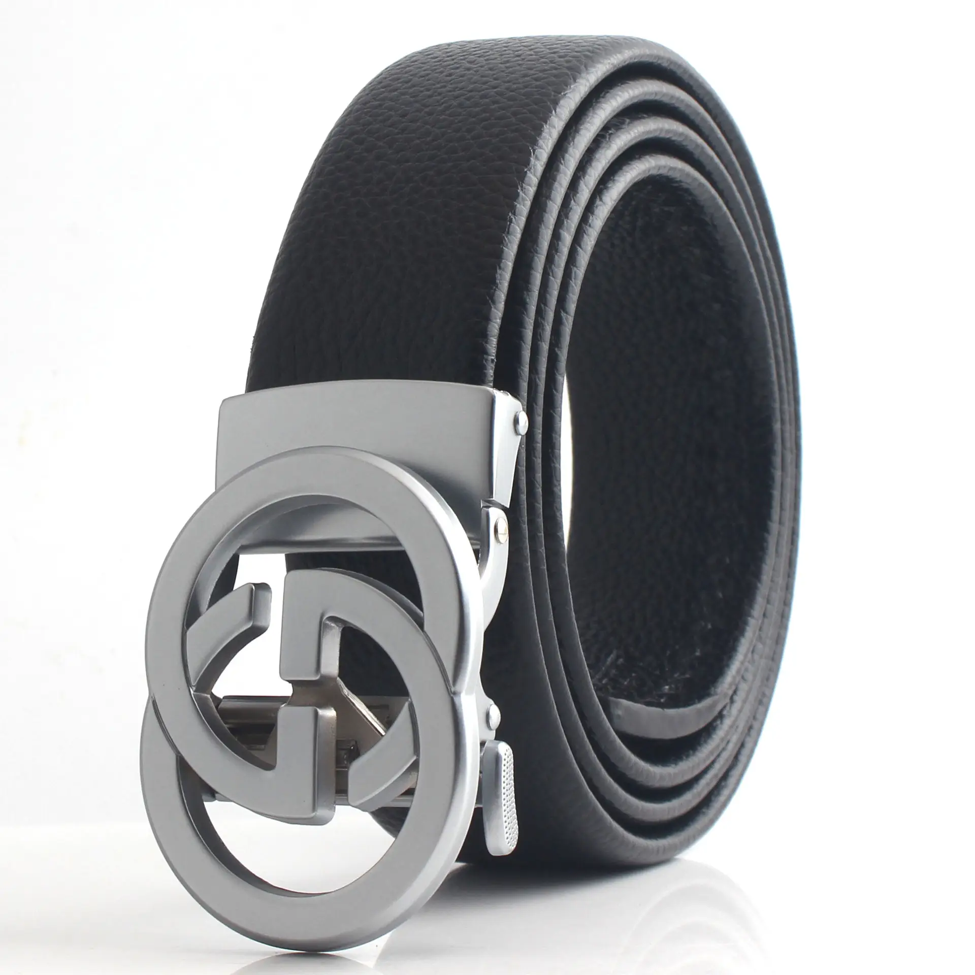 Hongsheng Men's Black Belt with Gold & Silver Buckles - Image 8