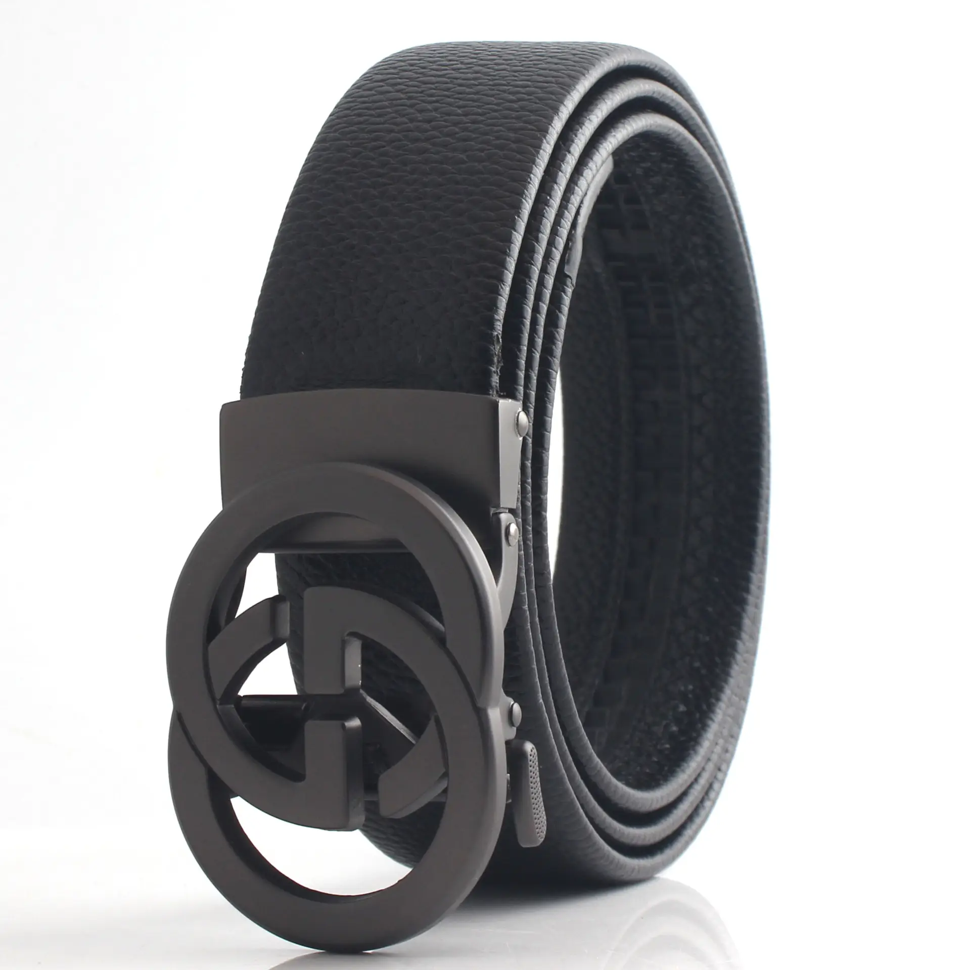 Hongsheng Men's Black Belt with Gold & Silver Buckles - Image 9