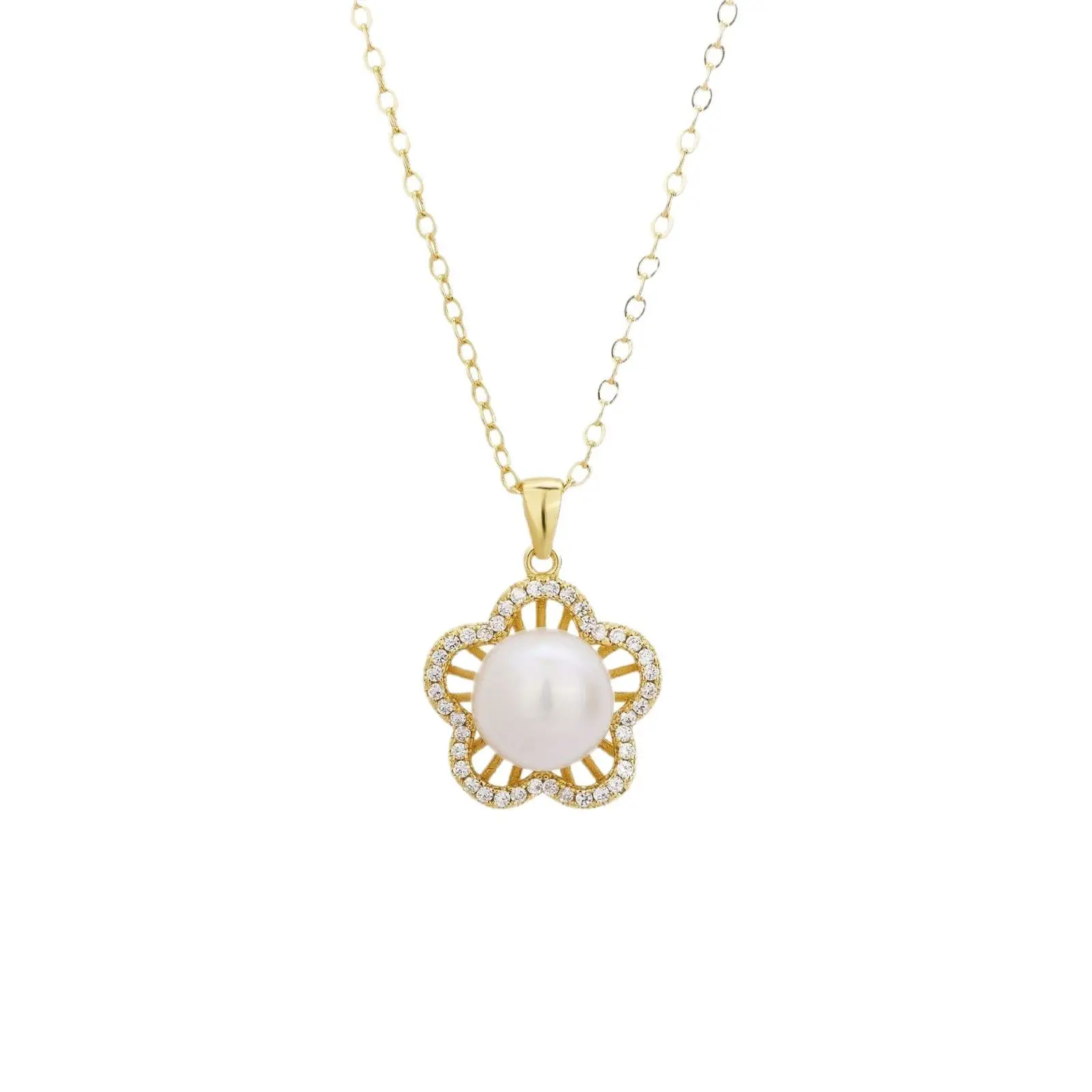 Women's Pearl Pendant Set with Zircon & Gold Chain - Image 5