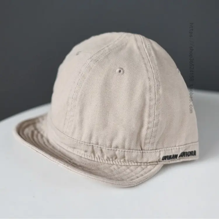 Men's Short-Brim Baseball Cap Beige Korean Equestrian - Image 6