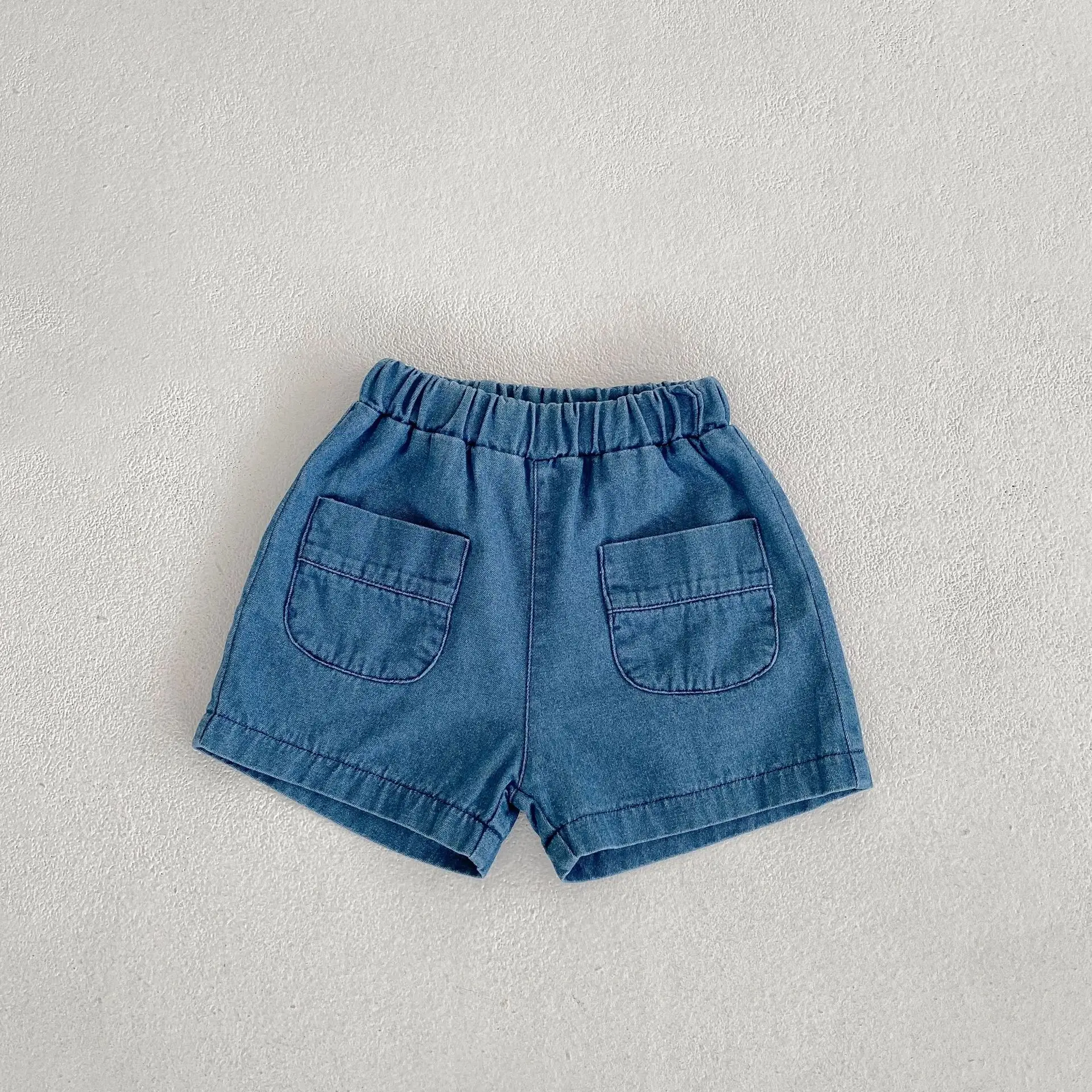 2025 Summer Baby Denim Flap Pants Suit Blue — feature 14