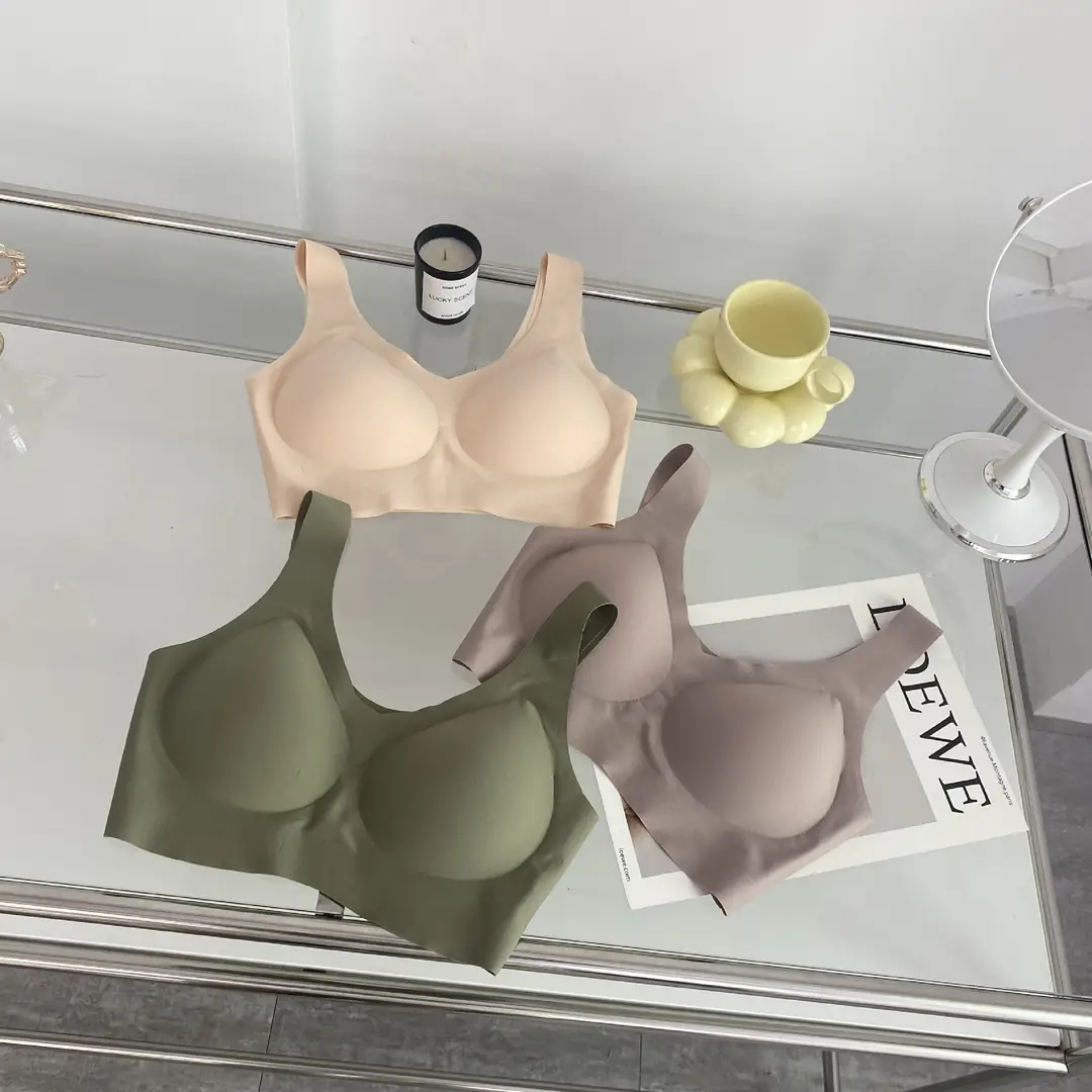 High Quality Fixed Machine Washable Non-running Cup Underwear Traceless Comfortable Sports Non-rimless Beautiful Vest-style Thin Bra — feature 13