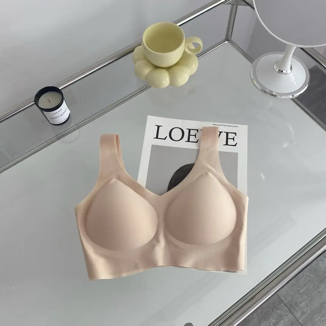 High Quality Fixed Machine Washable Non-running Cup Underwear Traceless Comfortable Sports Non-rimless Beautiful Vest-style Thin Bra