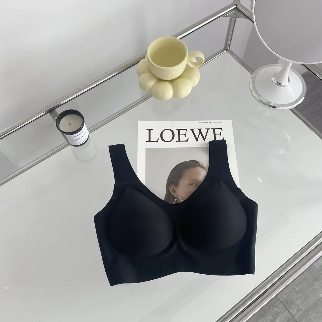 High Quality Fixed Machine Washable Non-running Cup Underwear Traceless Comfortable Sports Non-rimless Beautiful Vest-style Thin Bra