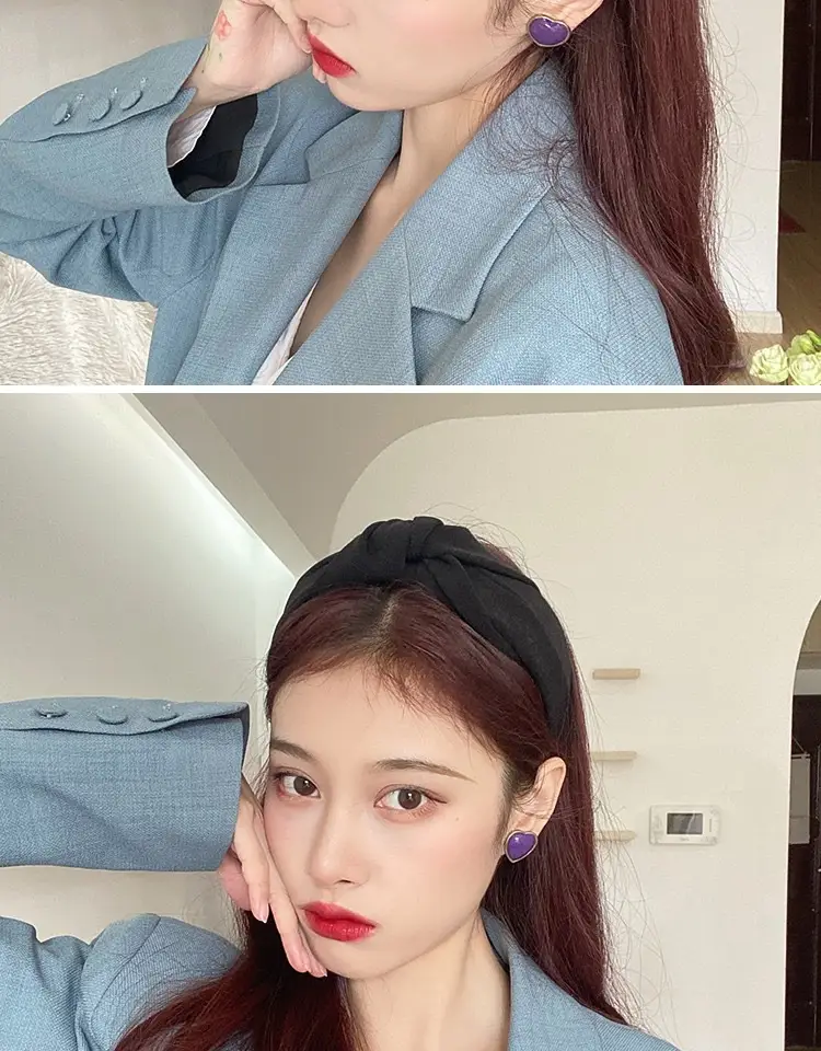 Black Korean Retro Hair Hoop Women's Wide-brim Elegant Headwear — feature 11