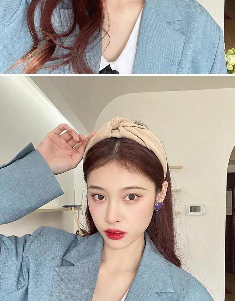 Black Korean Retro Hair Hoop Women's Wide-brim Elegant Headwear — feature 12