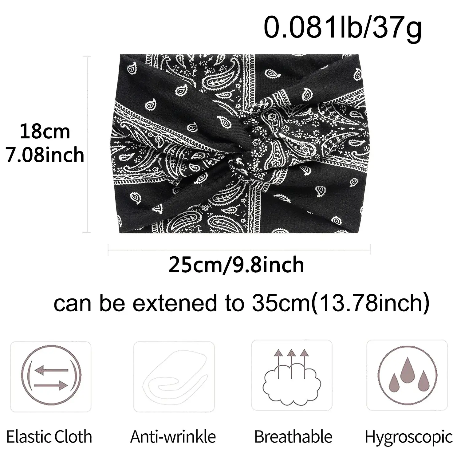 18cm Cross Border Printed Cross Yoga Hair Band Tie Knot - Image 70