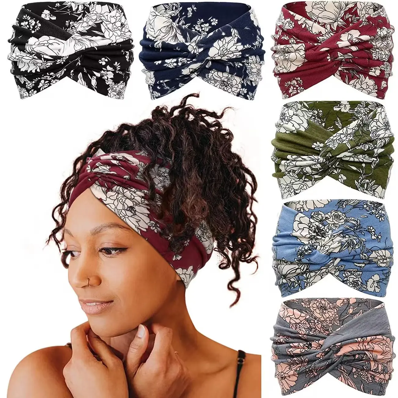 18cm Cross Border Printed Cross Yoga Hair Band Tie Knot - Image 71