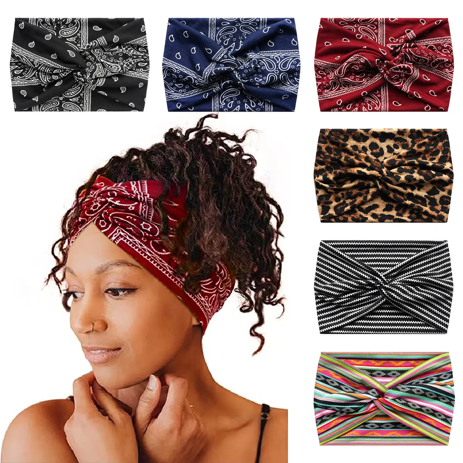 18cm Cross Border Printed Cross Yoga Hair Band Tie Knot — feature 9