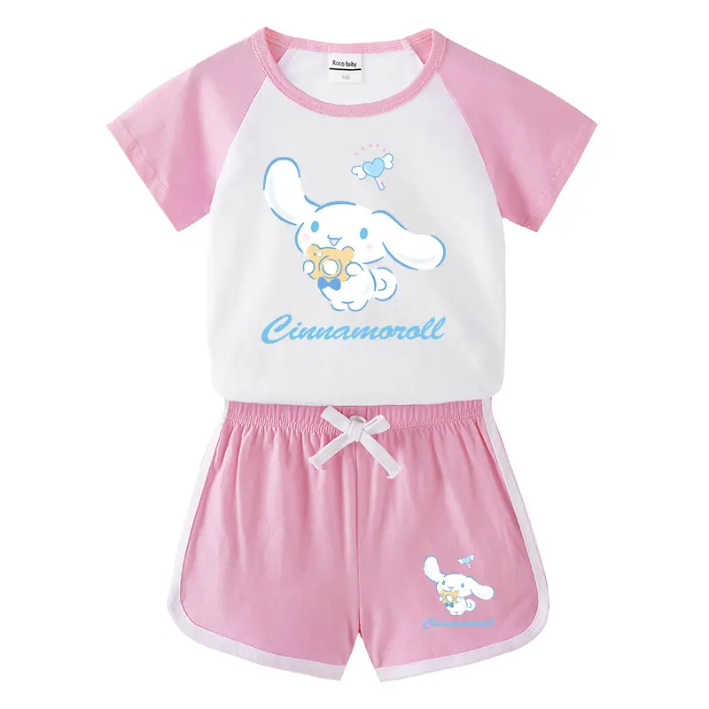 2023 Kids Summer T-Shirt Shorts Set Gray Cinnamonroll - Image 3