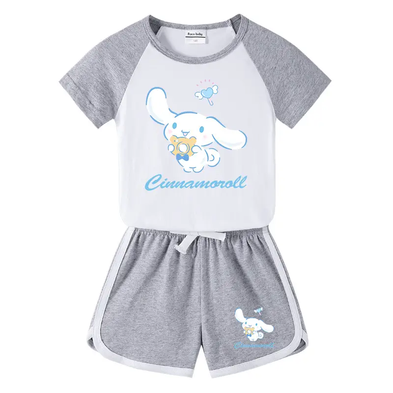 2023 Kids Summer T-Shirt Shorts Set Gray Cinnamonroll - Image 7