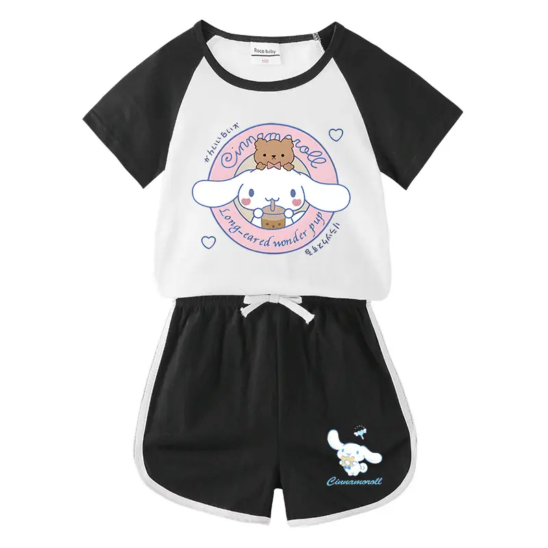 2023 Kids Summer T-Shirt Shorts Set Gray White
