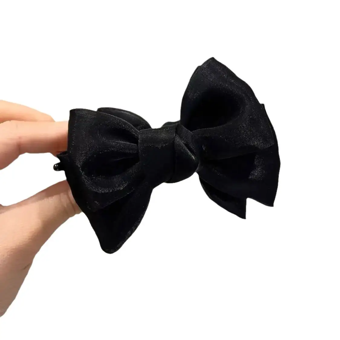 Black Velvet Bow Hair Clip for Women - Image 7