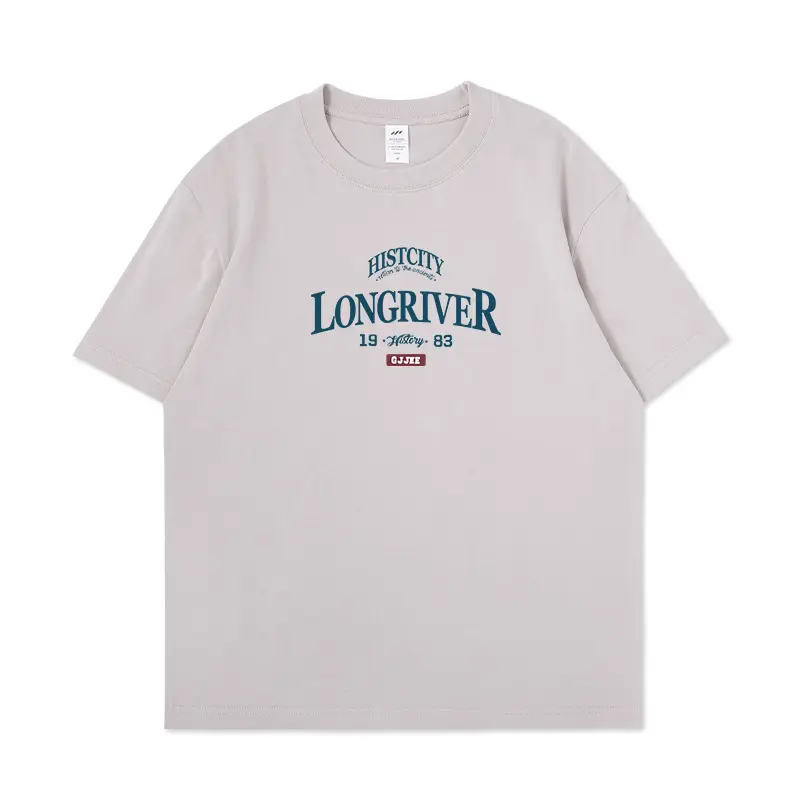 Men Cotton Letter Print T-Shirt White Longriver Design - Image 3
