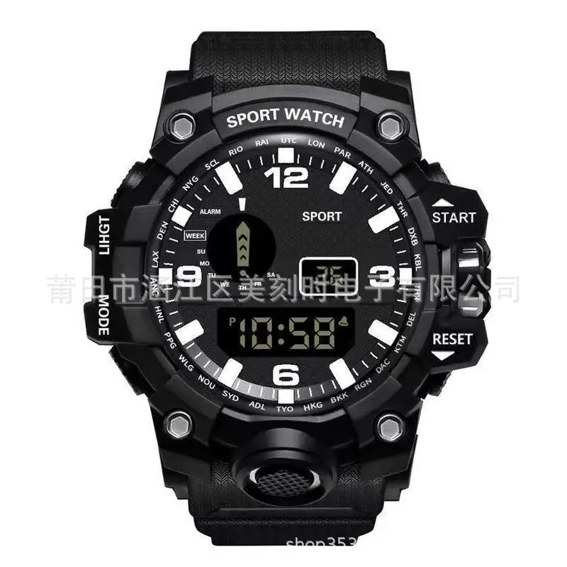 Men's Sport Watch Green LED Digital Display 10:58