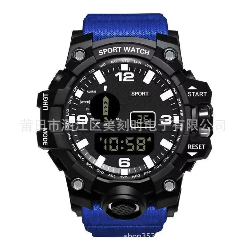 Men's Sport Watch Green LED Digital Display 10:58