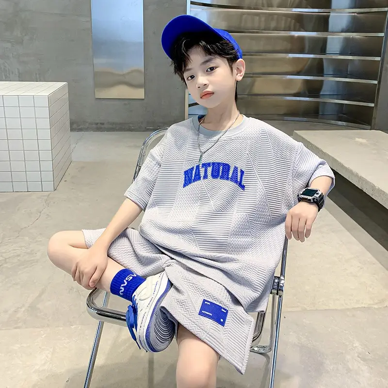 Boys 2023 Summer Suit Natural Blue Shorts Set - Image 3
