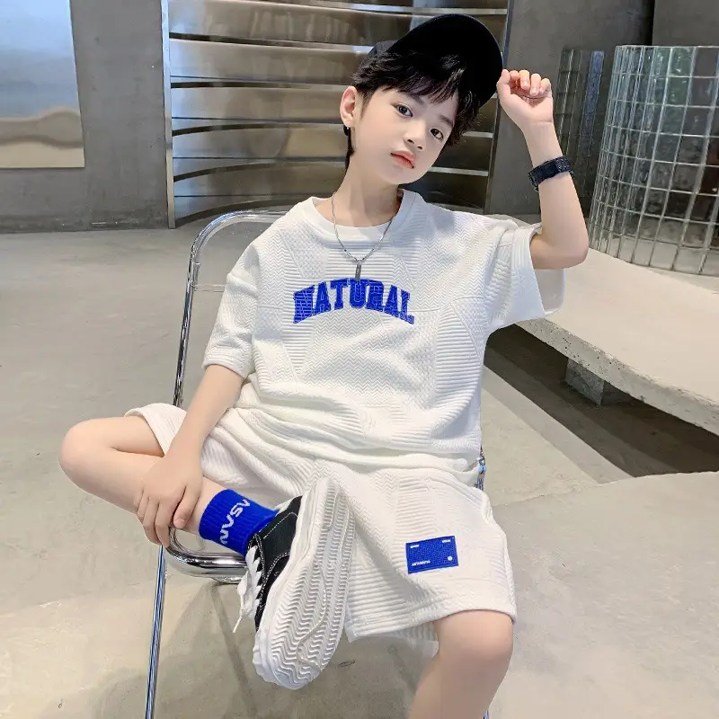 Boys 2023 Summer Suit Natural Blue Shorts Set - Image 4