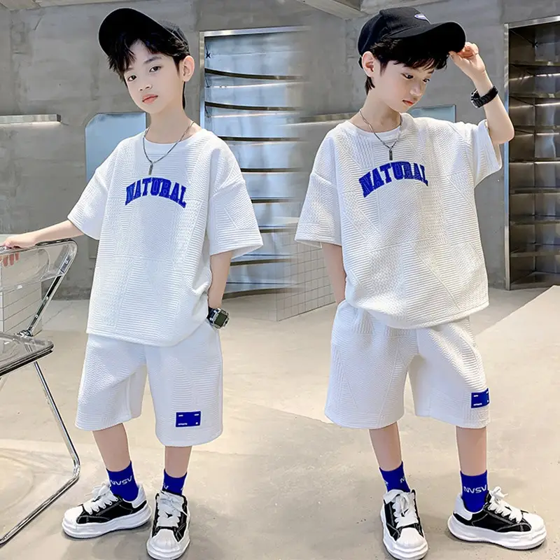 Boys 2023 Summer Suit Natural Blue Shorts Set - Image 2