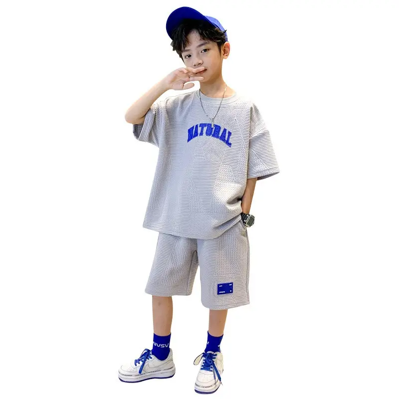 Boys 2023 Summer Suit Natural Blue Shorts Set - Image 5