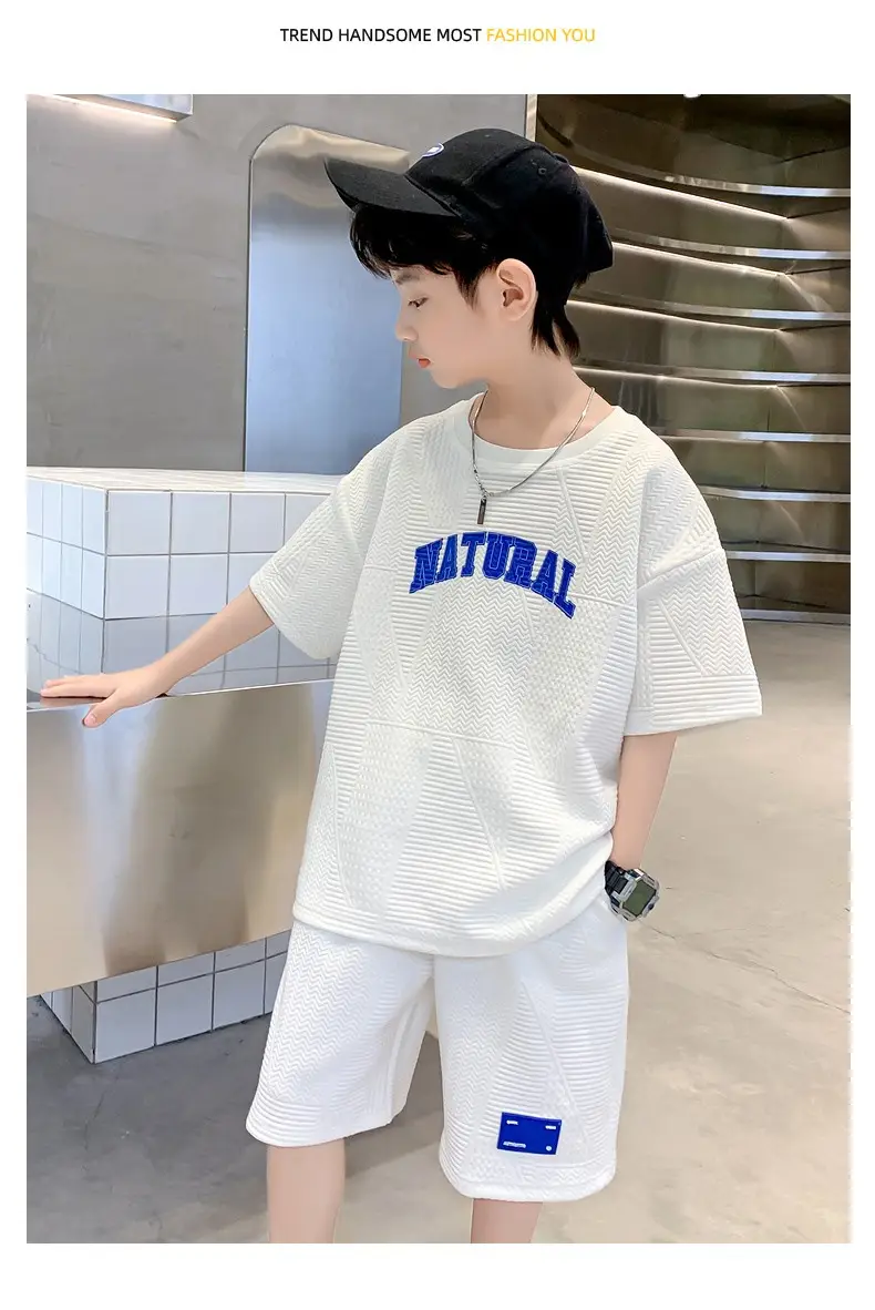 Boys 2023 Summer Suit Natural Blue Shorts Set — feature 7