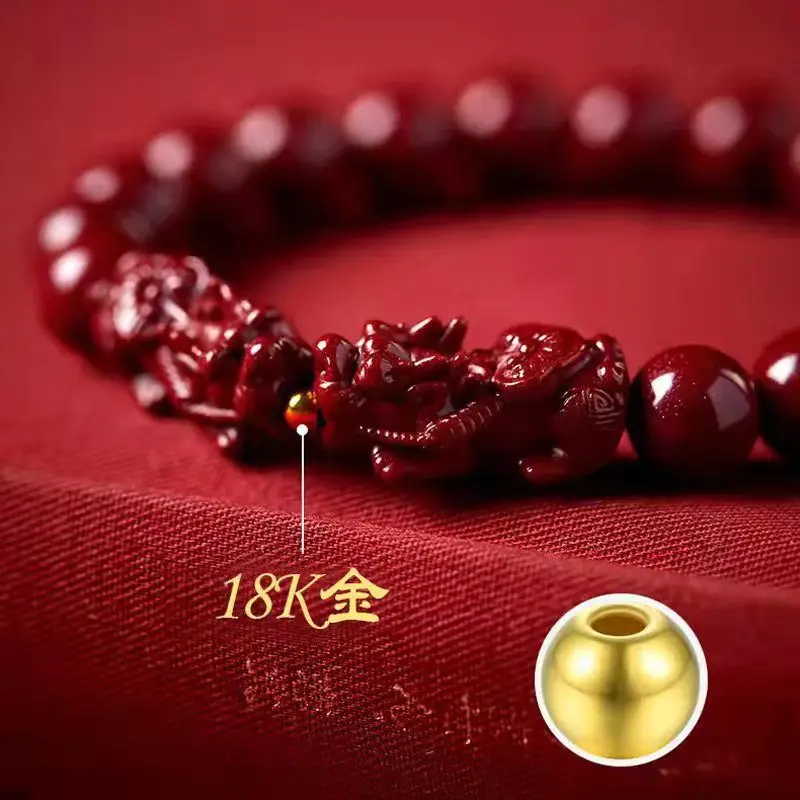 Cinnabar Lucky Pixiu Transfer Bracelet 6mm - Image 5