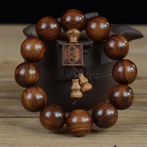 African Black Rosewood Bracelet 15mm Large Leaf Design - Image 6