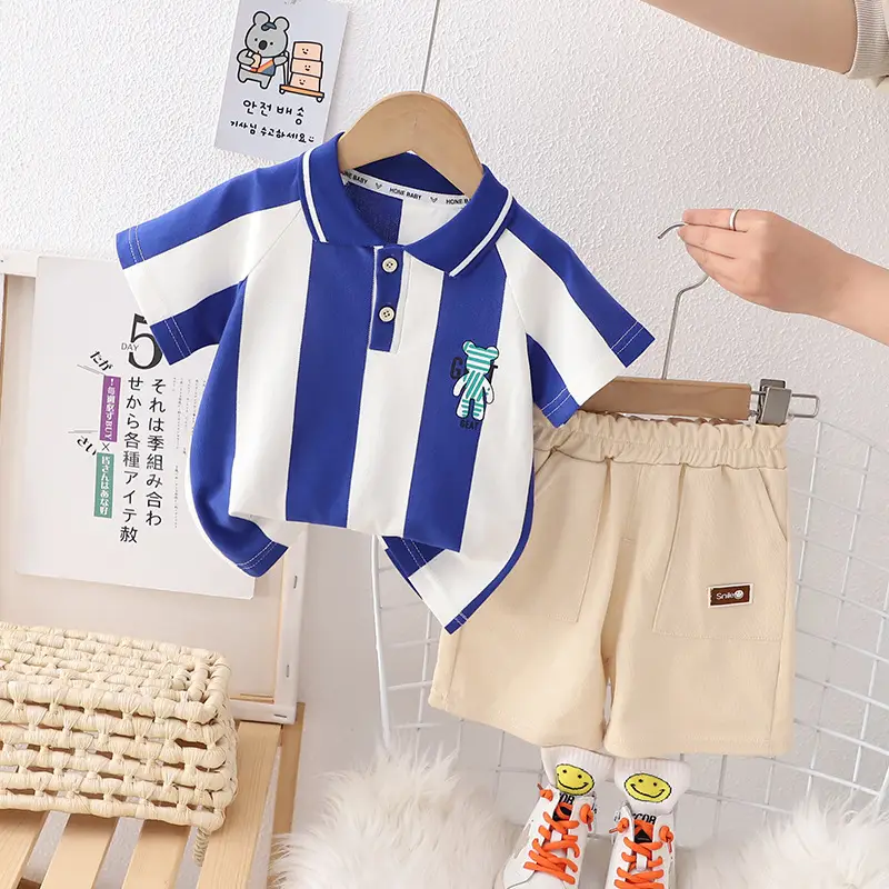 Children Cotton Green Light Shorts Suit Summer - Image 3